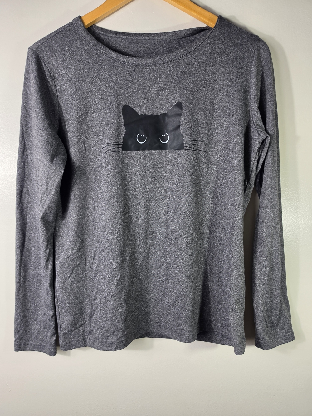 Shein Black Cat Graphic Long Sleeve Top Size S